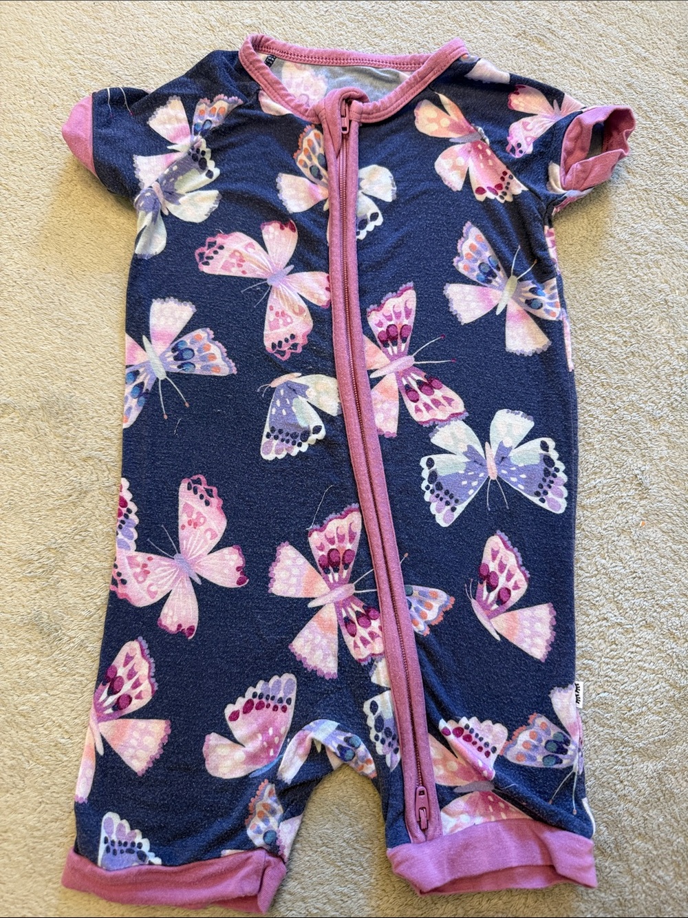 Kids Butterfly One-Piece Romper - Pink & Navy
